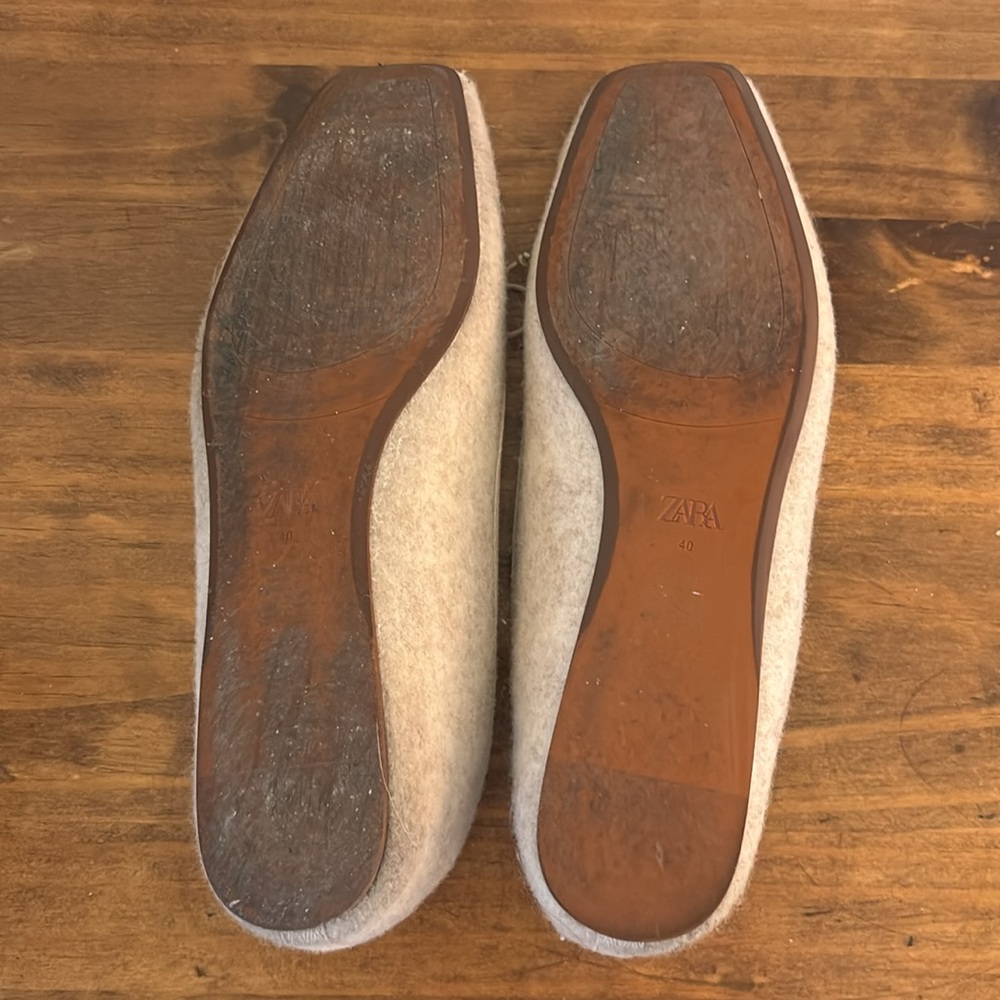 Zara Soft Beige Ballet Flats with Bow Detail - Picture 3 of 5